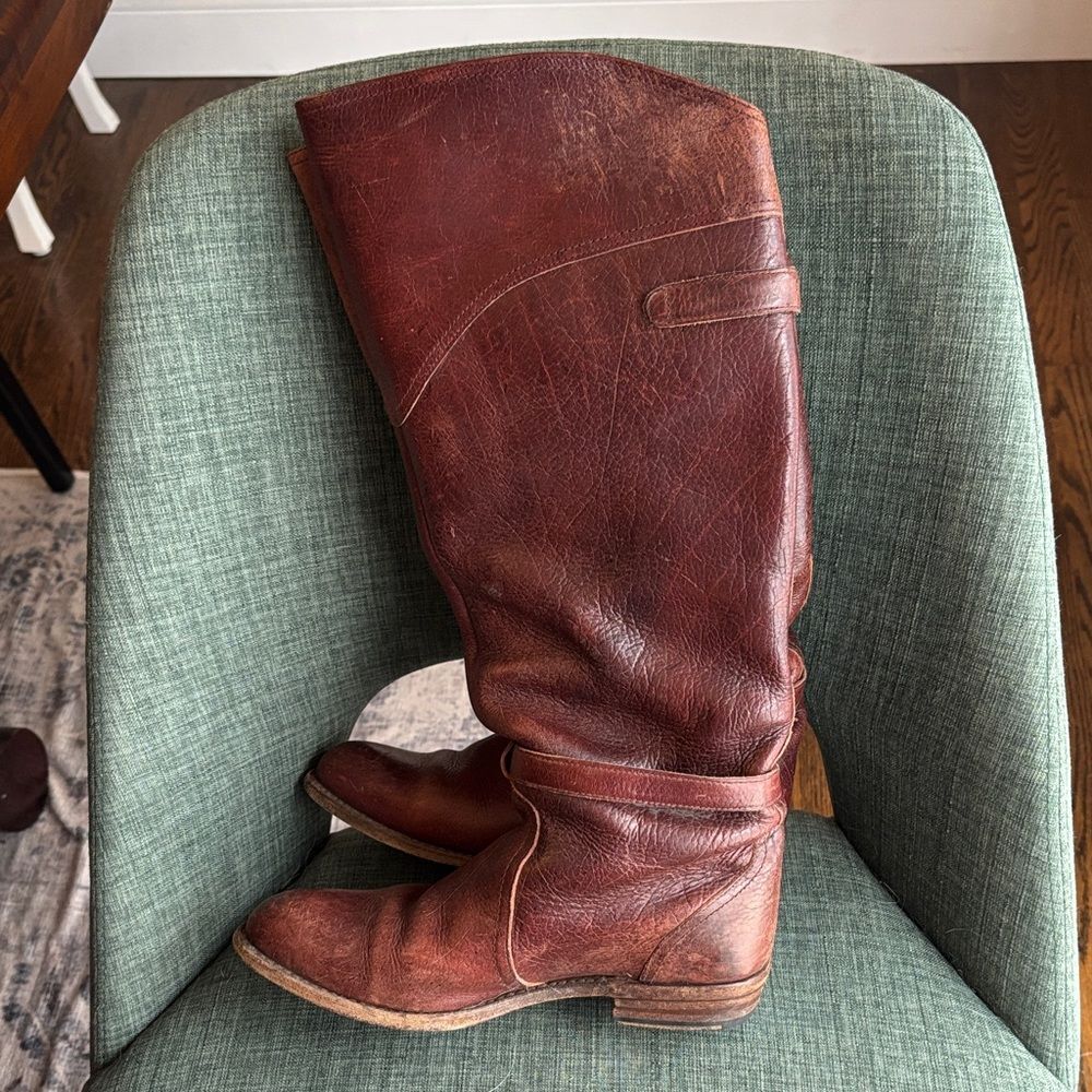 Frye Dorado Brown genuine Leather Riding knee high Boots Womens 7.5 GUC - Picture 12 of 12